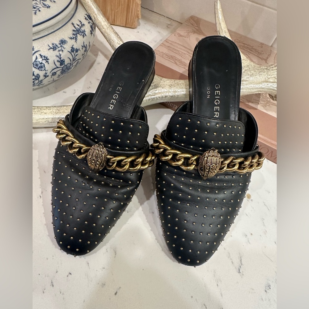 Kurt Geiger Chelsea Loafer Studded Chain Eagle Mule size 6